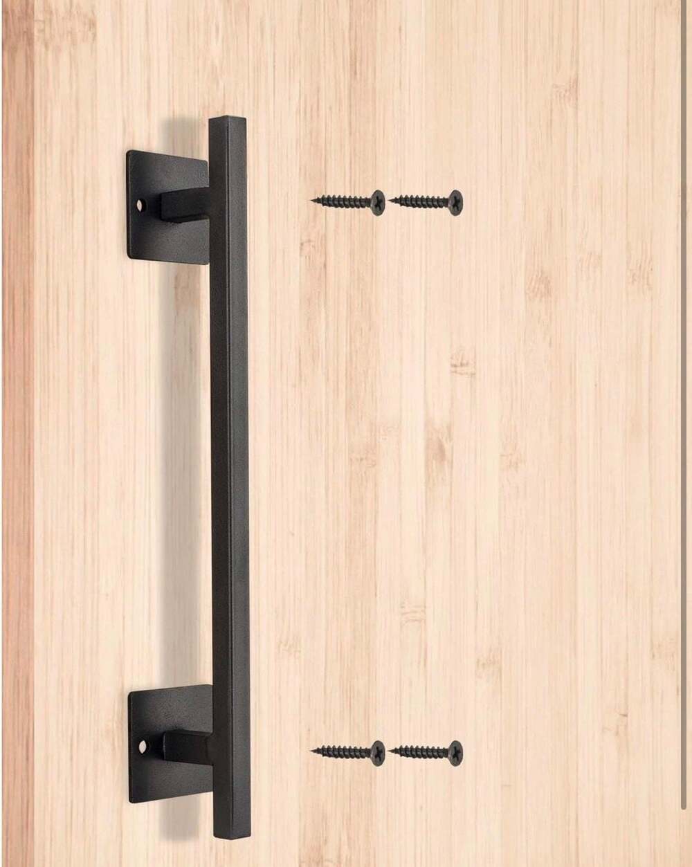 Homode 12 Inch Sliding Barn Door Handle, Matte Black Iron Steel Pull Handle Hard - Picture 6 of 6